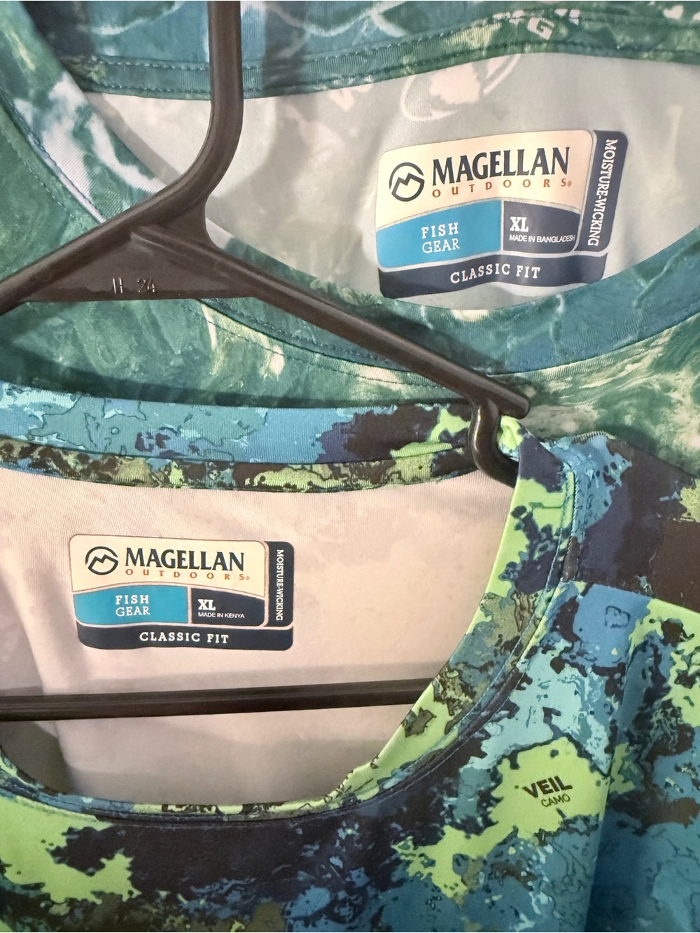 Magellan Outdoors 2 Blue & Green Long-Sleeve Performance Tees - Picture 2 of 7